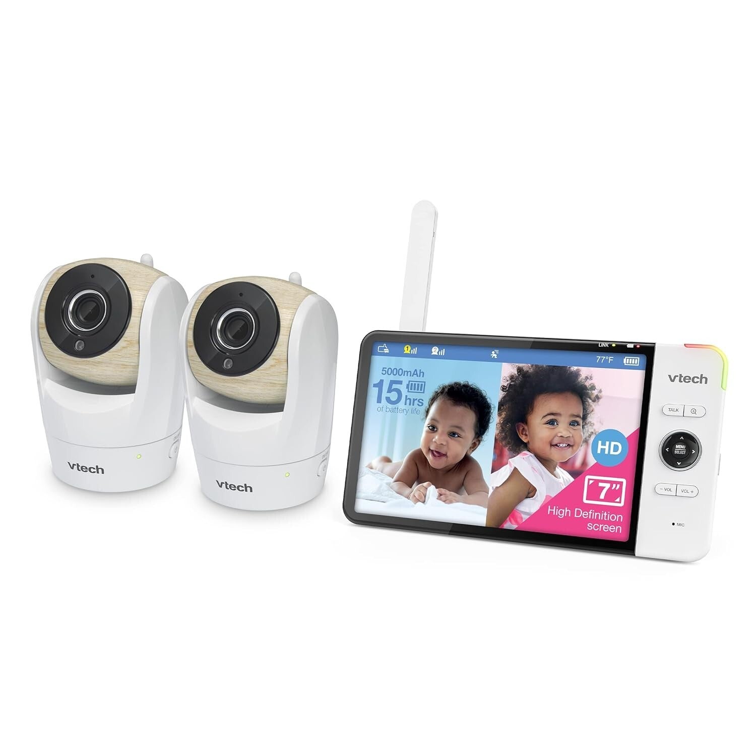 Baby Monitor with 7" Screen, Pan & Tilt Cameras, 1000ft Range - Ultimate Safety