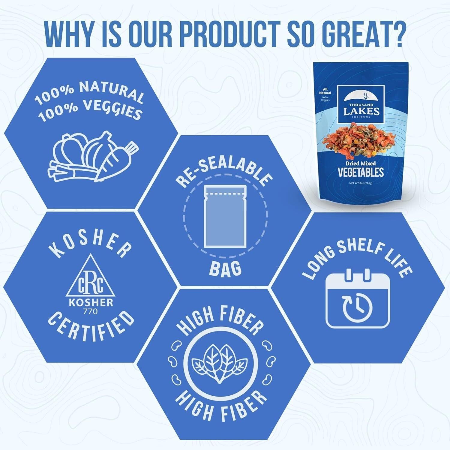 Air-Dried 4.5 lb Mixed Vegetables - Natural Soup Blend, Good Source of Fiber