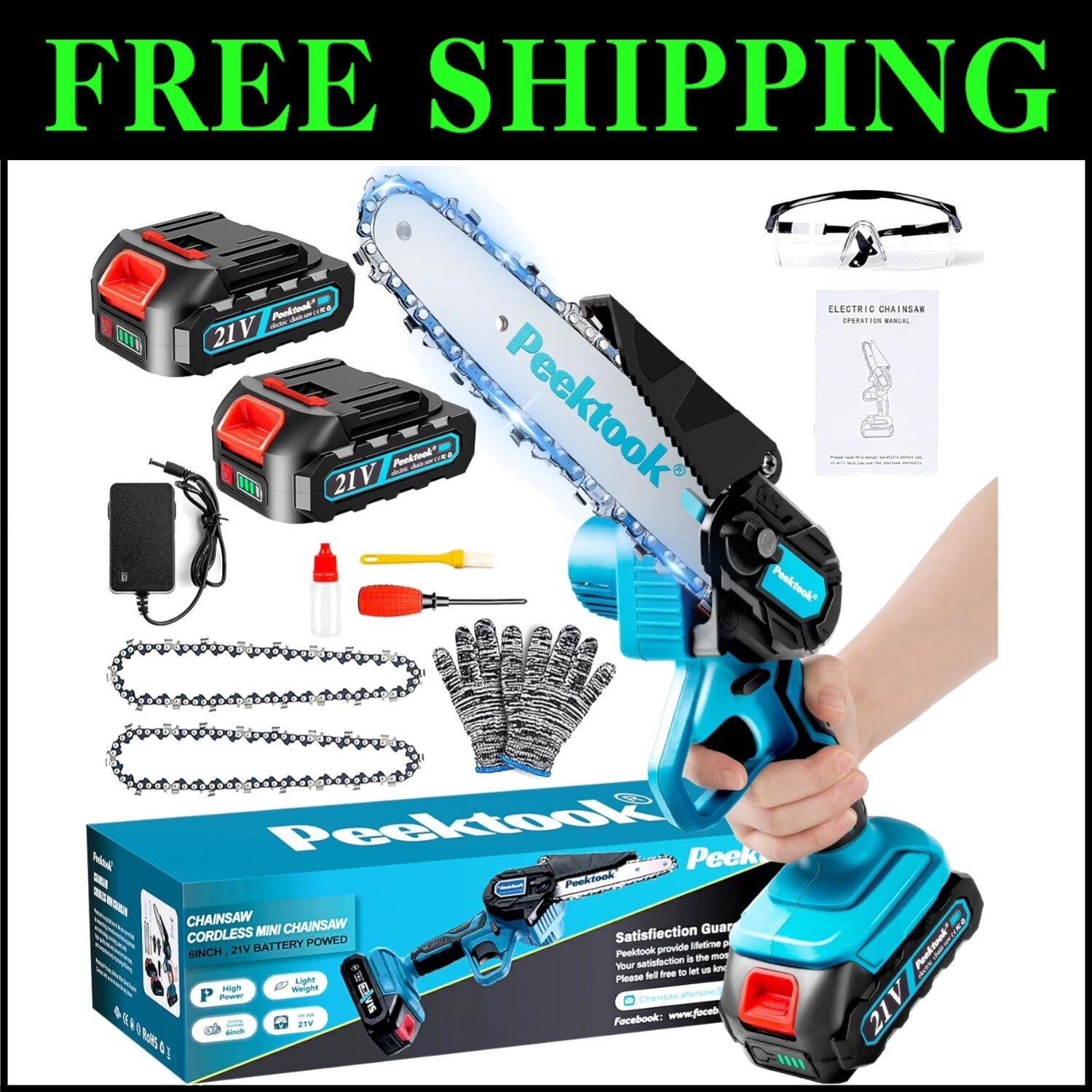 Powerful 700W Electric Chainsaw, 6-Inch Cutting Length - Compact & User-Friendly