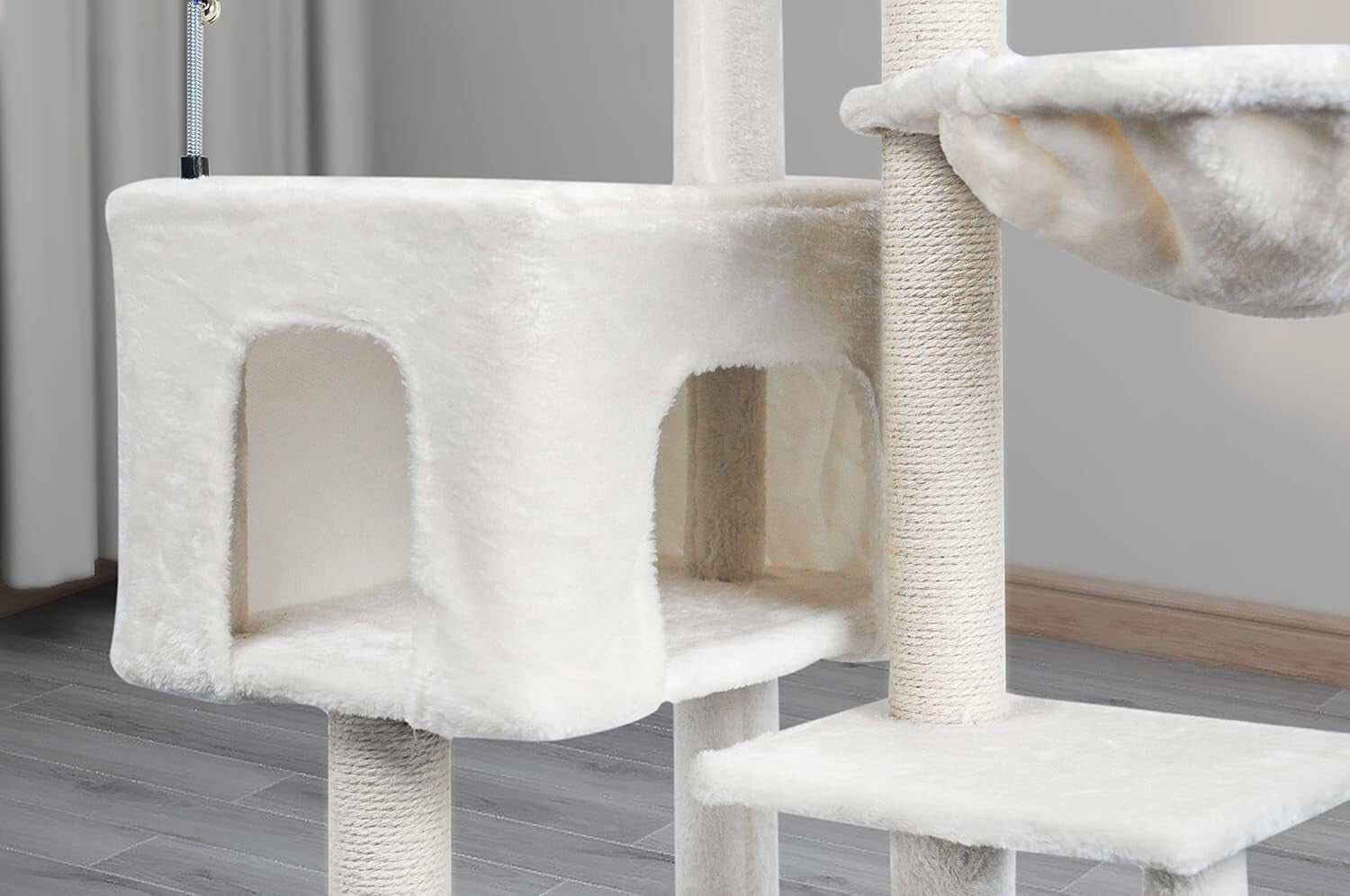 Cozy Condo Cat Tree with Jute Scratching Posts & Hammock - Indoor Use, Beige