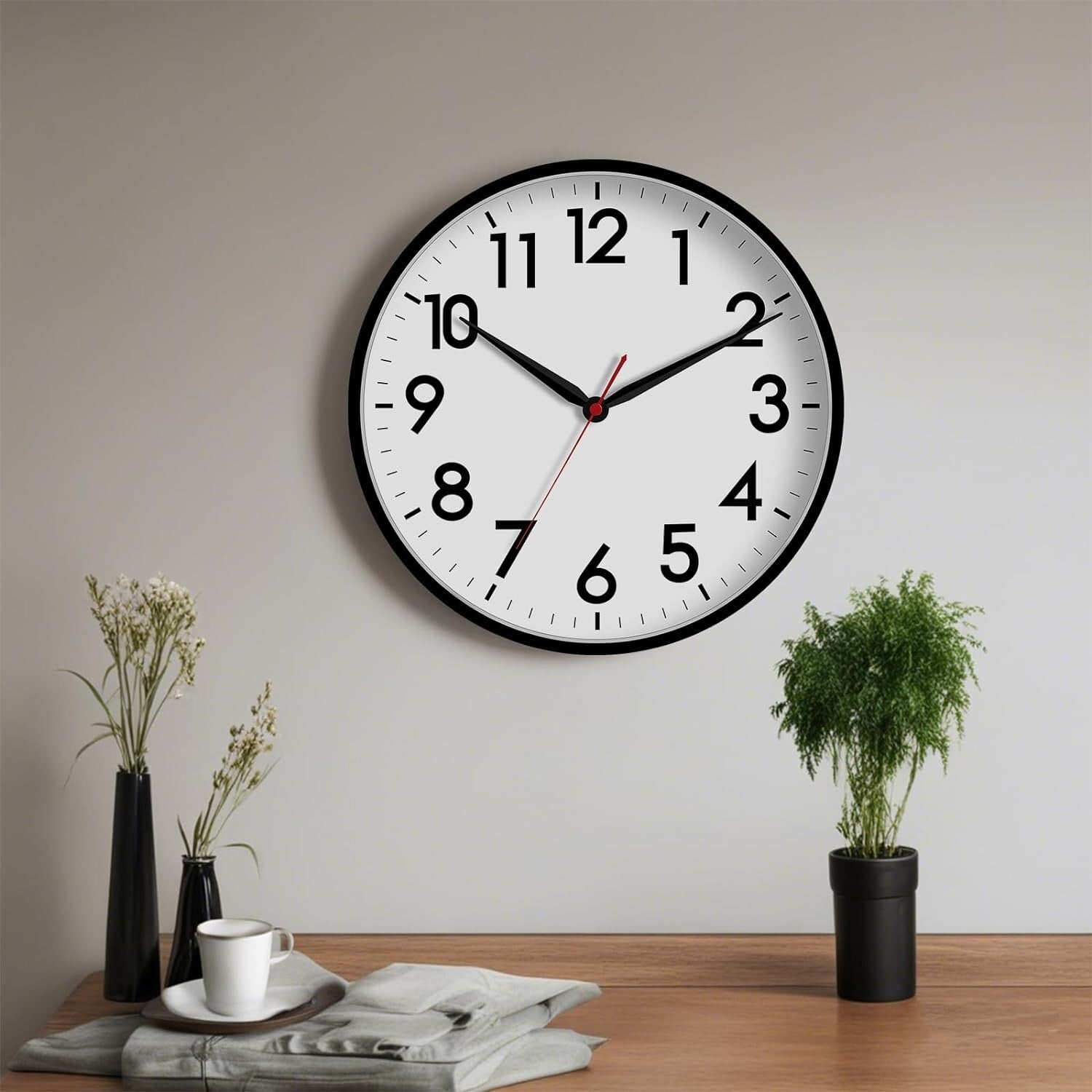 Modern 16" Wall Clock with Silent Sweep Movement - Ideal for Indoor/Outdoor Use