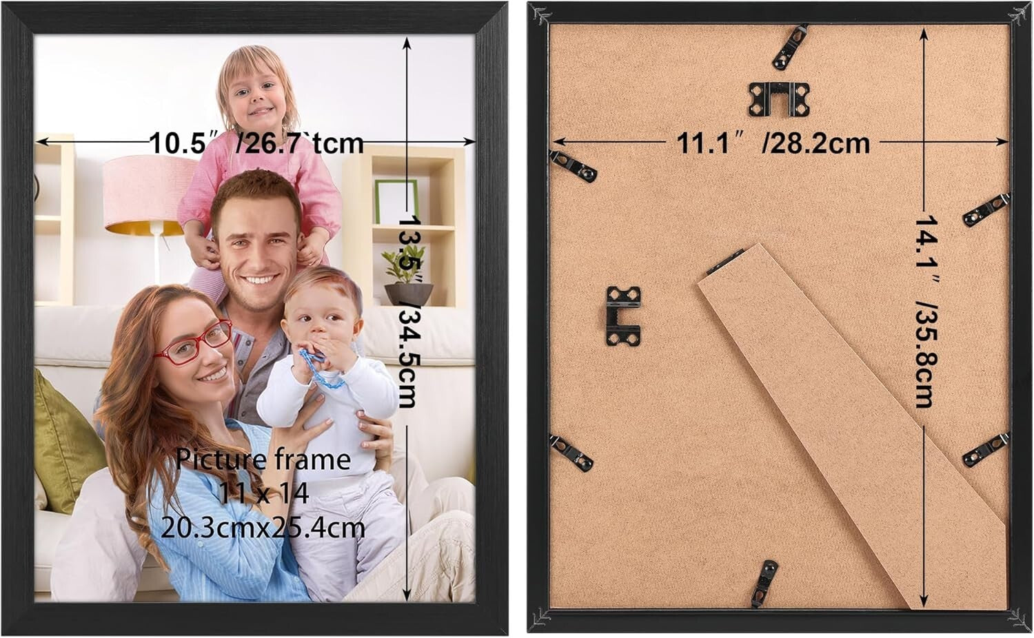 Stylish 11x14 Black Picture Frames - Perfect Gift for Loved Ones, 7-Pack