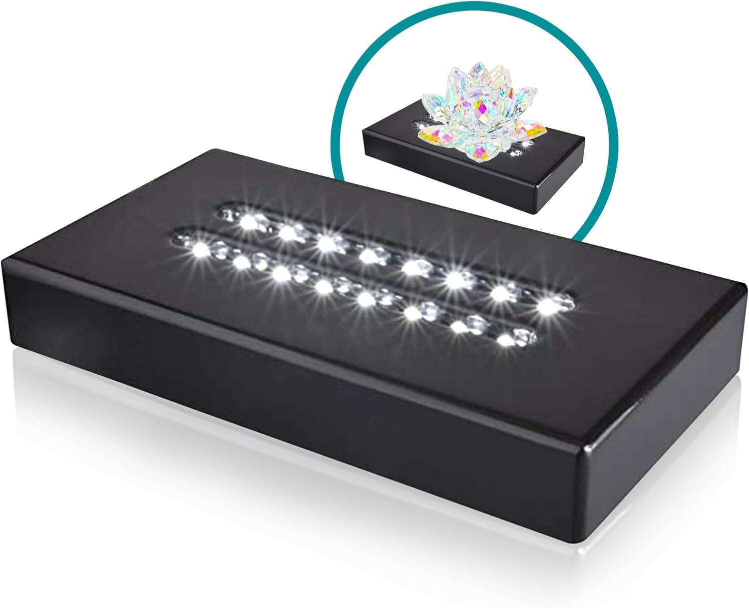 Sleek 16 LED Lighted Display Base for Showcasing Glass & Acrylic Collectibles