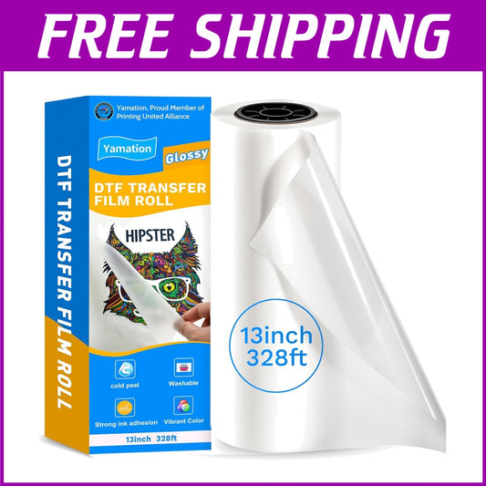 Pro-Grade DTF Transfer Film Roll: 13 x 328 Inches for Quality T-Shirt Designs