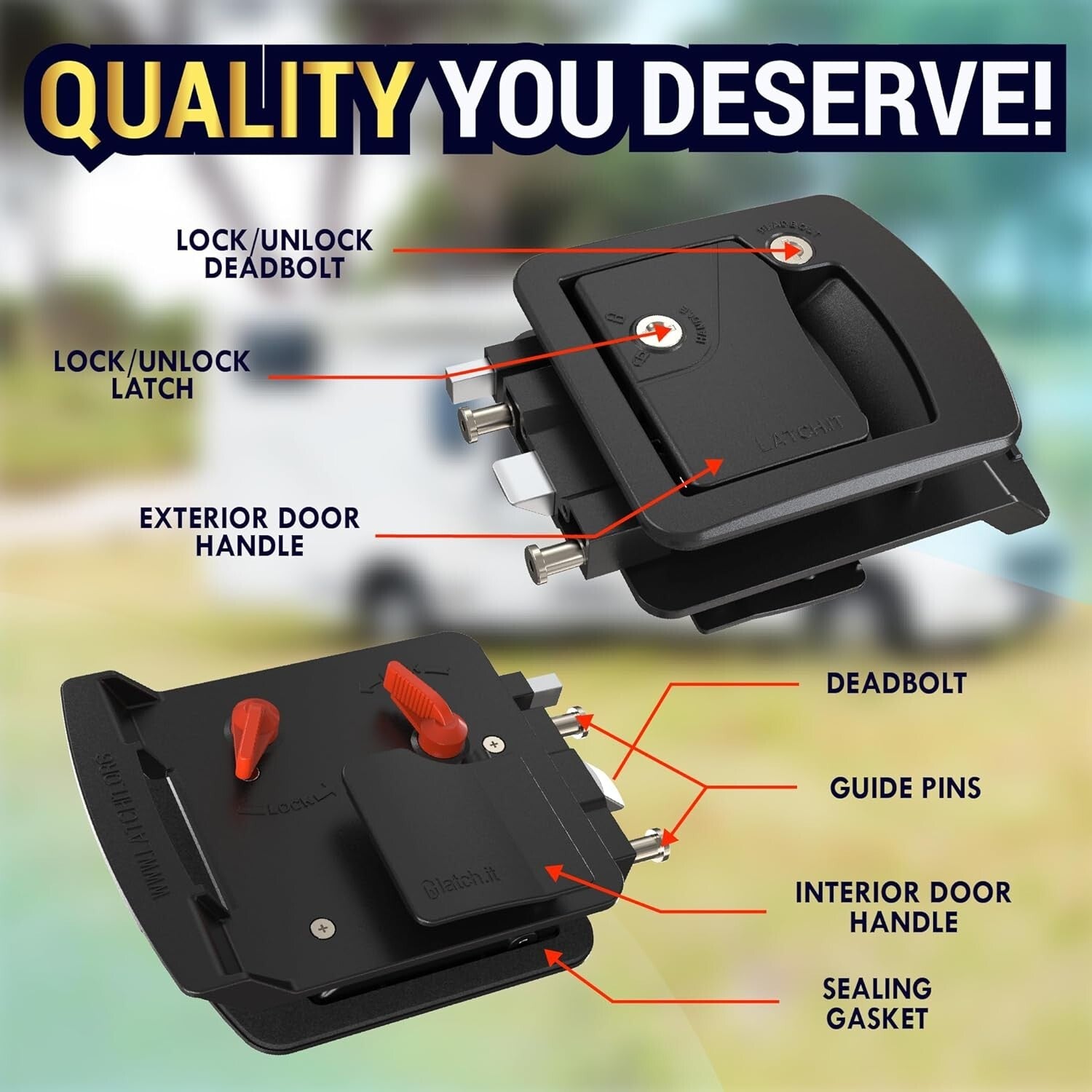 Class C RV Door Lock Replacement - 2 Mechanical Keys, Heavy Duty Construction