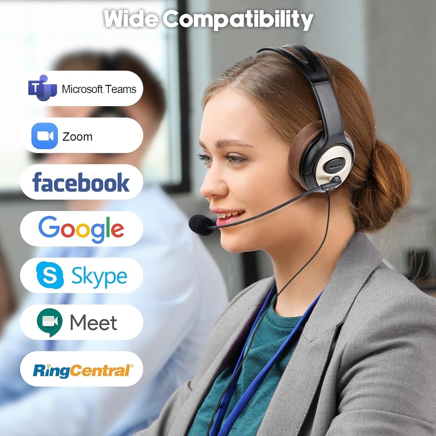 Luxurious Comfort Over-Ear USB Headset with Clear Sound and Mic for Remote Work