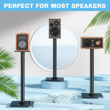 Load image into Gallery viewer, Premium 28-Inch Swivel Speaker Stand Set with Glass Base and Floor Protection