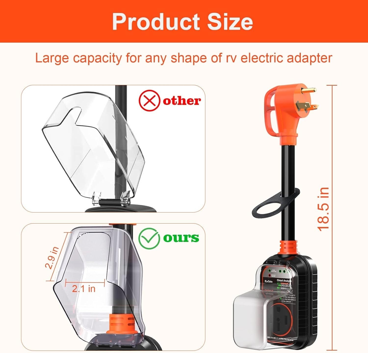 30A to 50A RV Power Adapter with LED Indicator & Waterproof Design for Campers
