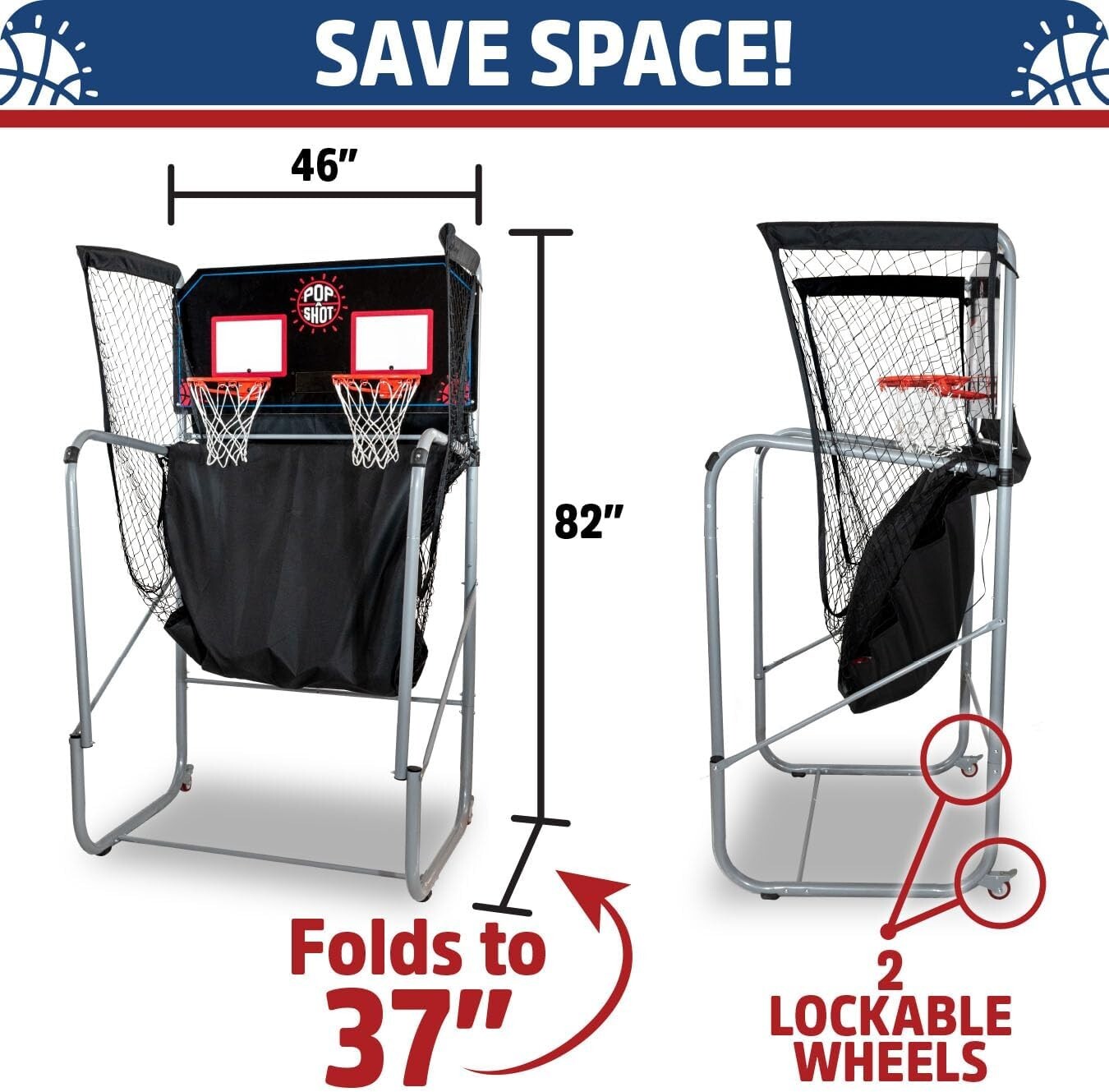 Family-Friendly Arcade Basketball Set - Adjustable Height, Durable Steel Frame