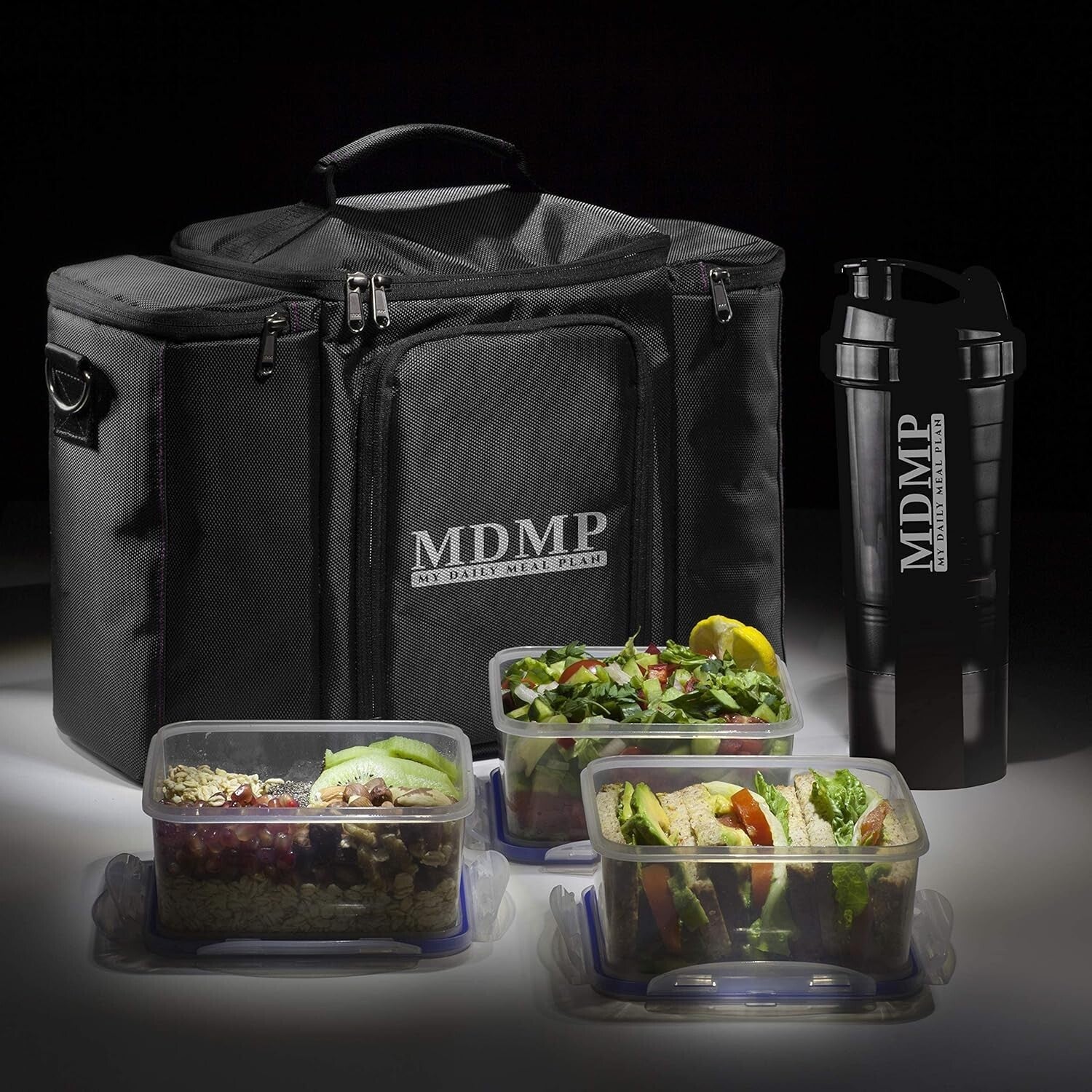 Durable Black Meal Prep Kit: Lunch Bag, Food Containers & Ice Packs - BPA-Free
