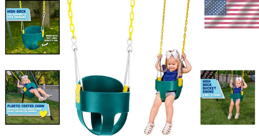Durable Full Bucket Toddler Swing - Pinch-Free Design & Adjustable Chains