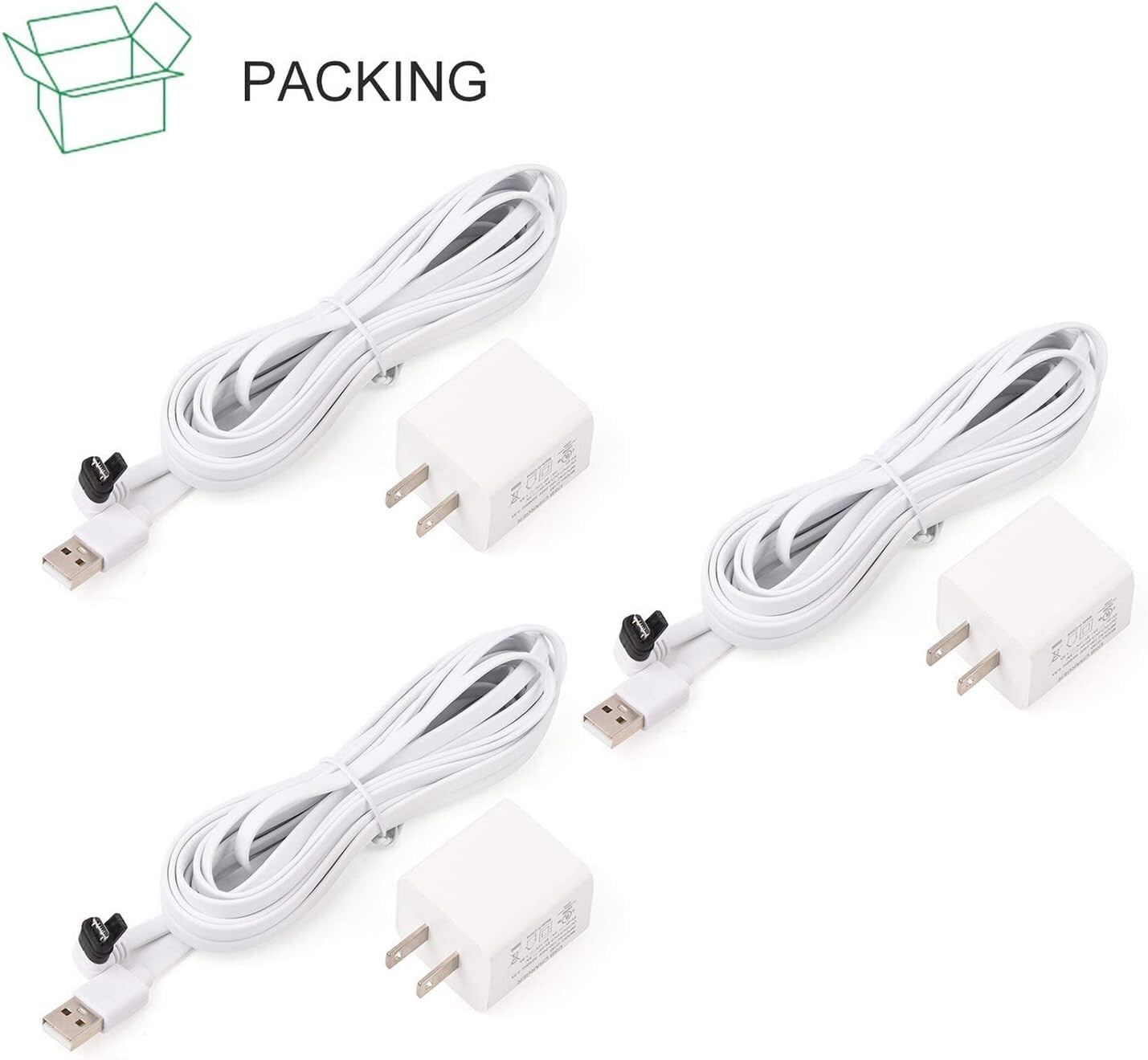 3-Pack 30FT Quick Charge Power Cable for Arlo Pro/Pro 2 – Waterproof & Safe