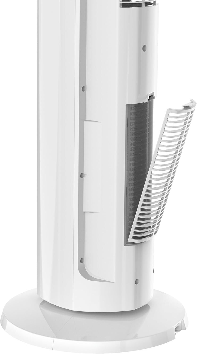 Versatile Bladeless Tower Fan and Heater - 3 Heat Settings, WT/Remote Control
