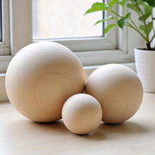 Load image into Gallery viewer, 7-Inch Natural Wood Craft Balls - Perfect for DIY Decor &amp; Projects (Set of 2)