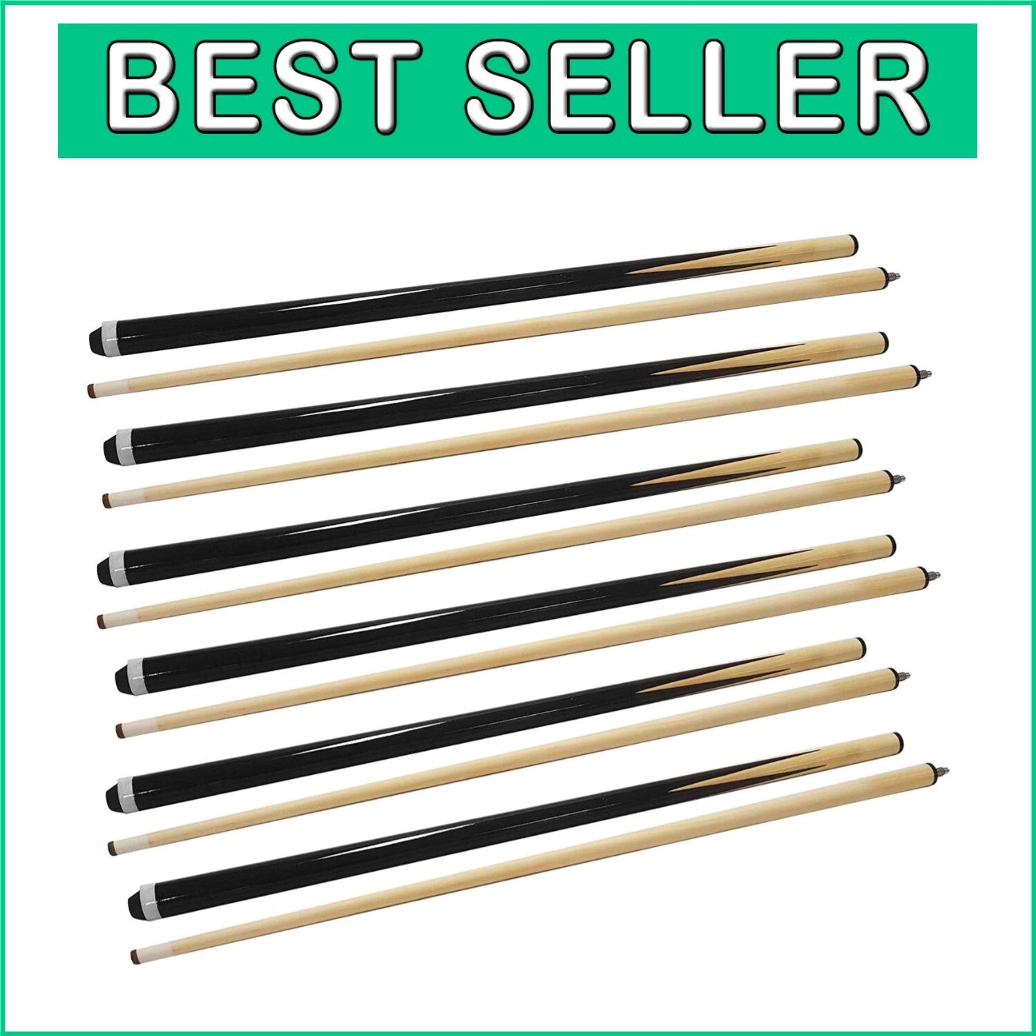 Set of 6 Premium 58-Inch Ashwood Pool Cues with 13mm Tips for Ultimate Precision