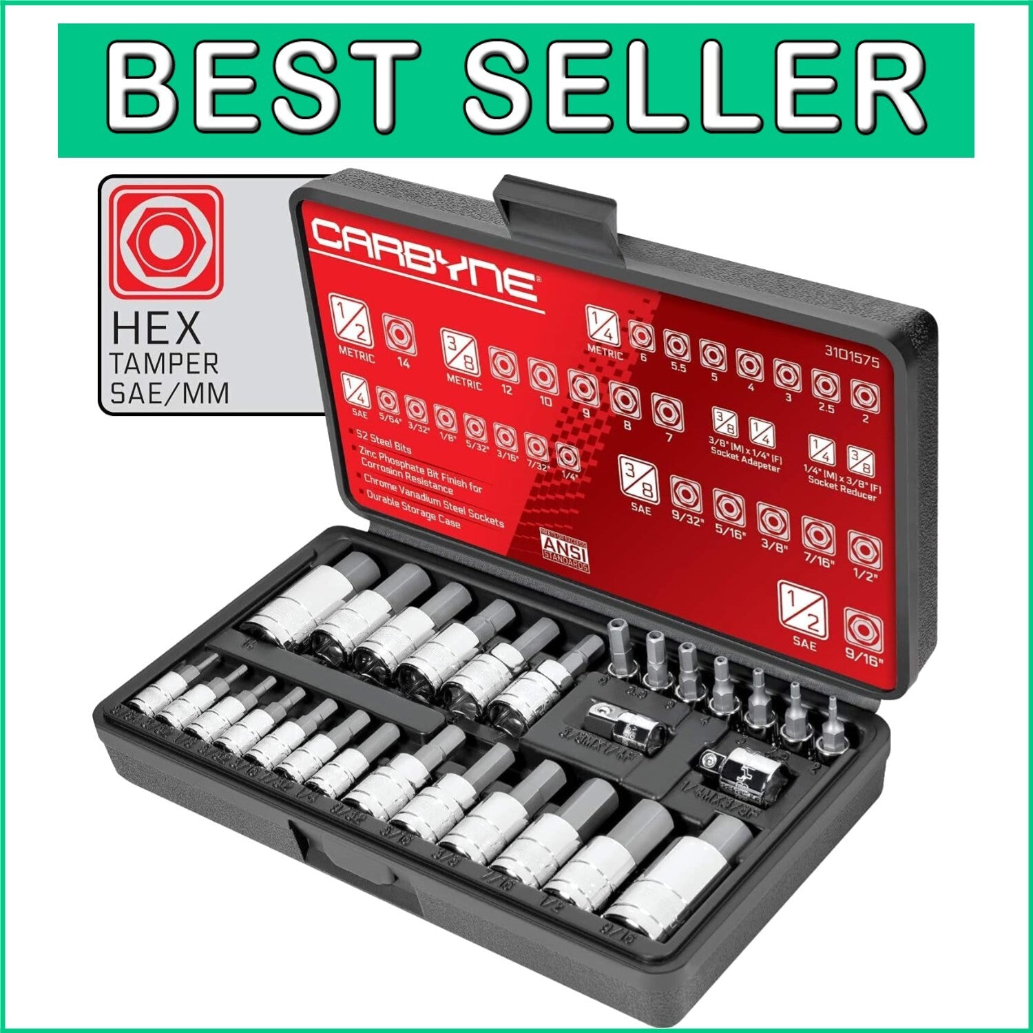 Best-in-Class 28 Piece Tamper-Proof Hex Bit Socket Set - Durable & Reliable