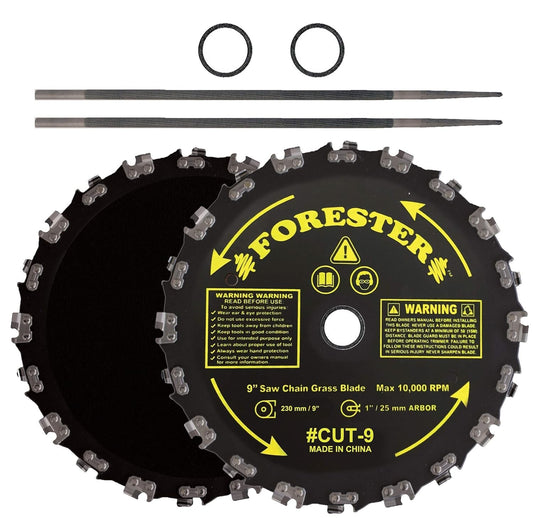 Premium 9" Brush Blade Set with 3/16" Round Files - Efficient Landscaping Tools