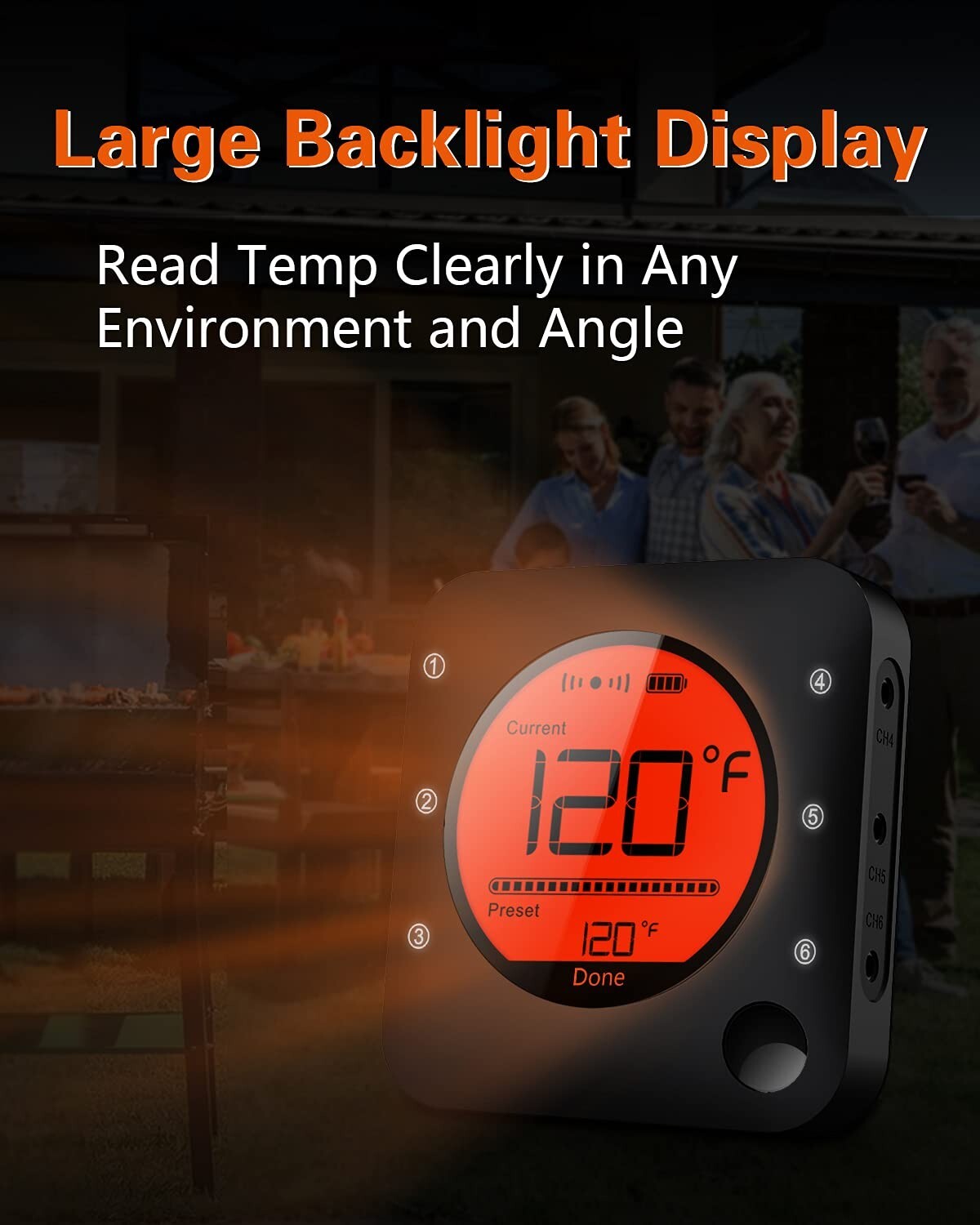 Professional Bluetooth Thermometer for Grilling with 4 Stainless Probes & Alarms