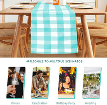 Load image into Gallery viewer, Versatile Aqua Checkered Table Runners - 12-Pack, Ideal for Dining &amp; Weddings
