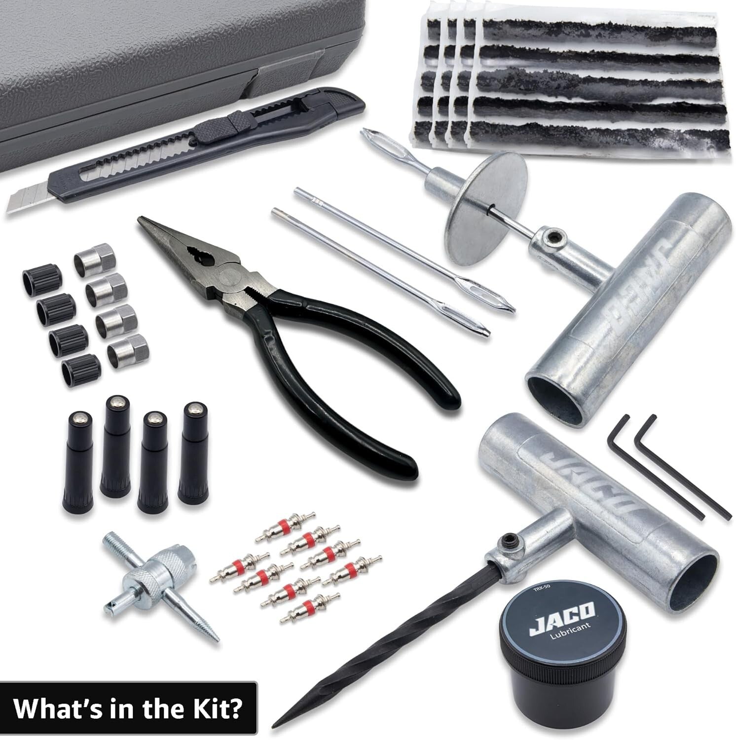 50-Piece JACO Tire Repair Kit with Hard Case – Essential Roadside Emergency Tool