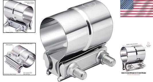 Stainless Steel Lap Joint Exhaust Clamp 2.5'' - Secure, Easy Connect, 4 Pcs