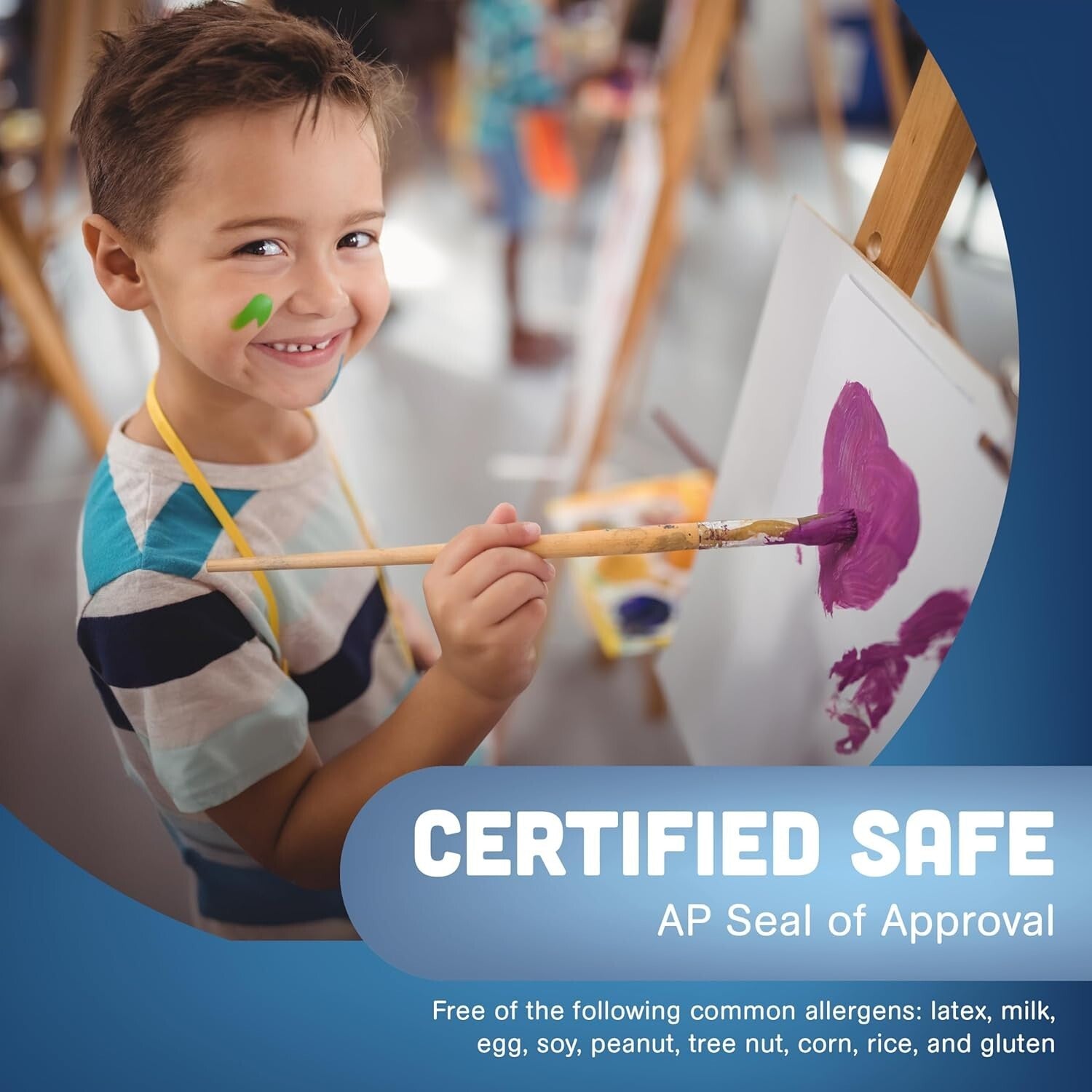 Washable Tempera Paint Set: Non-Toxic Kid's Paint, 9 Pack, 1 Gallon, Multicolor