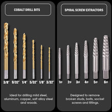Load image into Gallery viewer, Professional Quality Bolt Extractor &amp; Drill Bit Set with Durable Storage Case