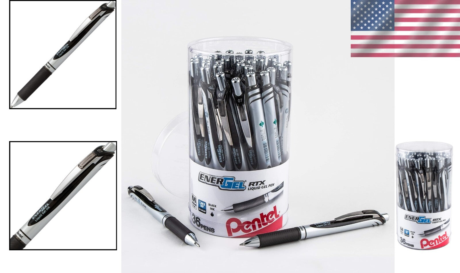 Professional Liquid Gel Ink Pen Set - 36 Retractable Pens, Medium and Bold