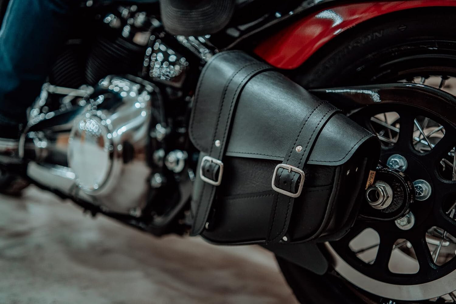 Lightweight Rigid ABS Back Motorcycle Swingarm Bag - Fits Harley & Yamaha Models
