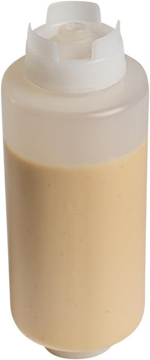 FIFO 32 oz Condiment Squeeze Bottle Set - 6 Clear Precision Dispensing Bottles