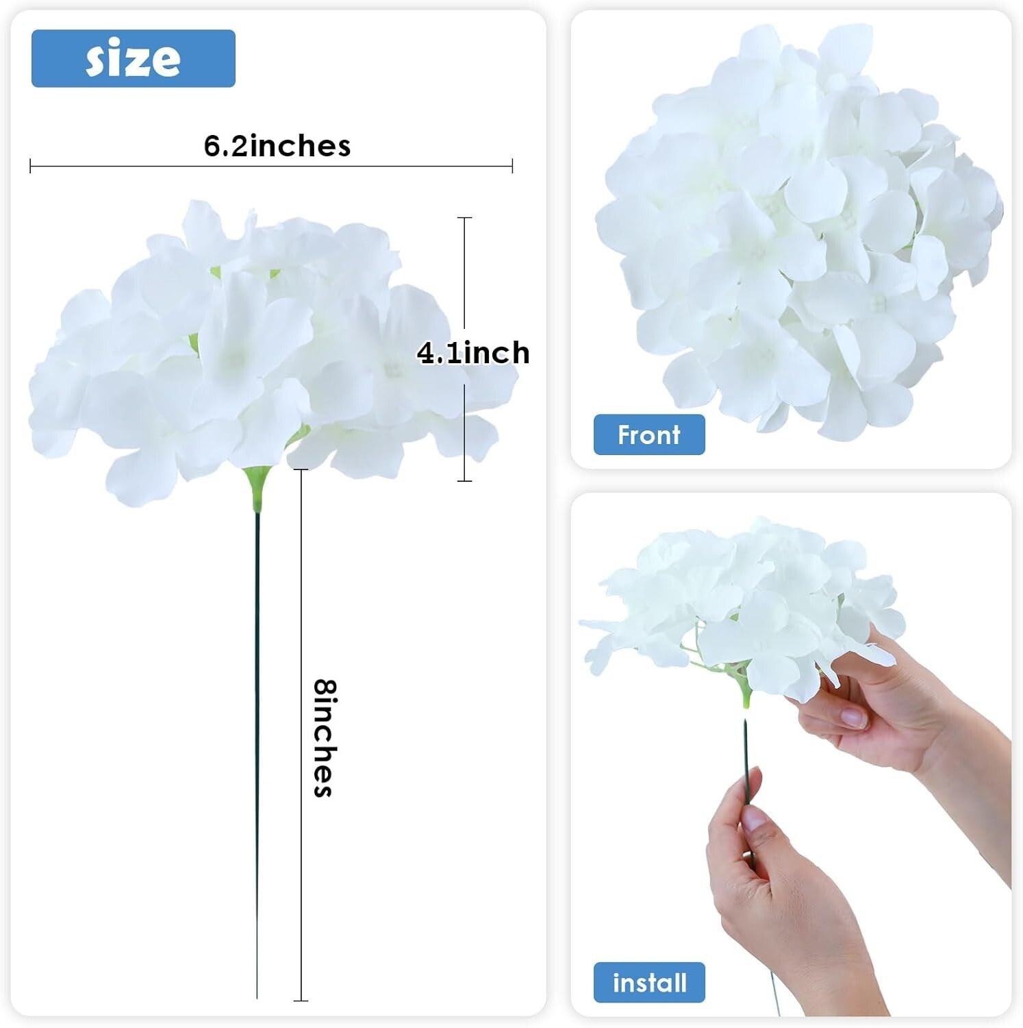 Long-Lasting 106pcs White Hydrangea Artificial Flowers for Weddings & Decor