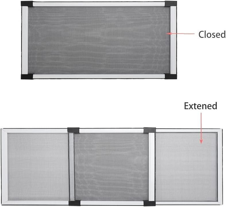 Versatile Expandable Window Screen Set 10"H x 19-36"W for Fresh Air Without Bugs