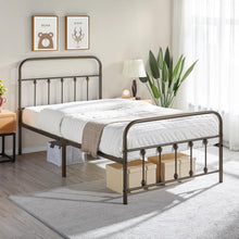 Load image into Gallery viewer, Classic Bronze Twin Bed Frame with Storage and High Headboard for Modern Living