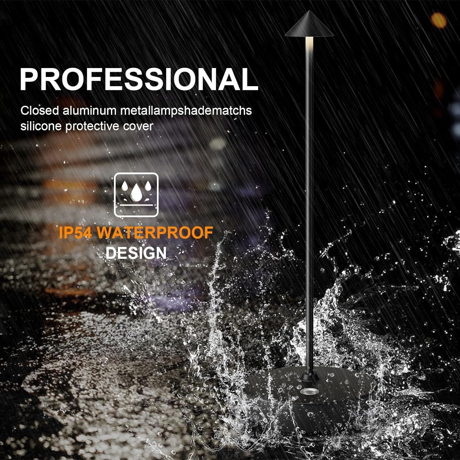 2-Pack Cordless Rechargeable LED Table Lamp with Adjustable Brightness - Black