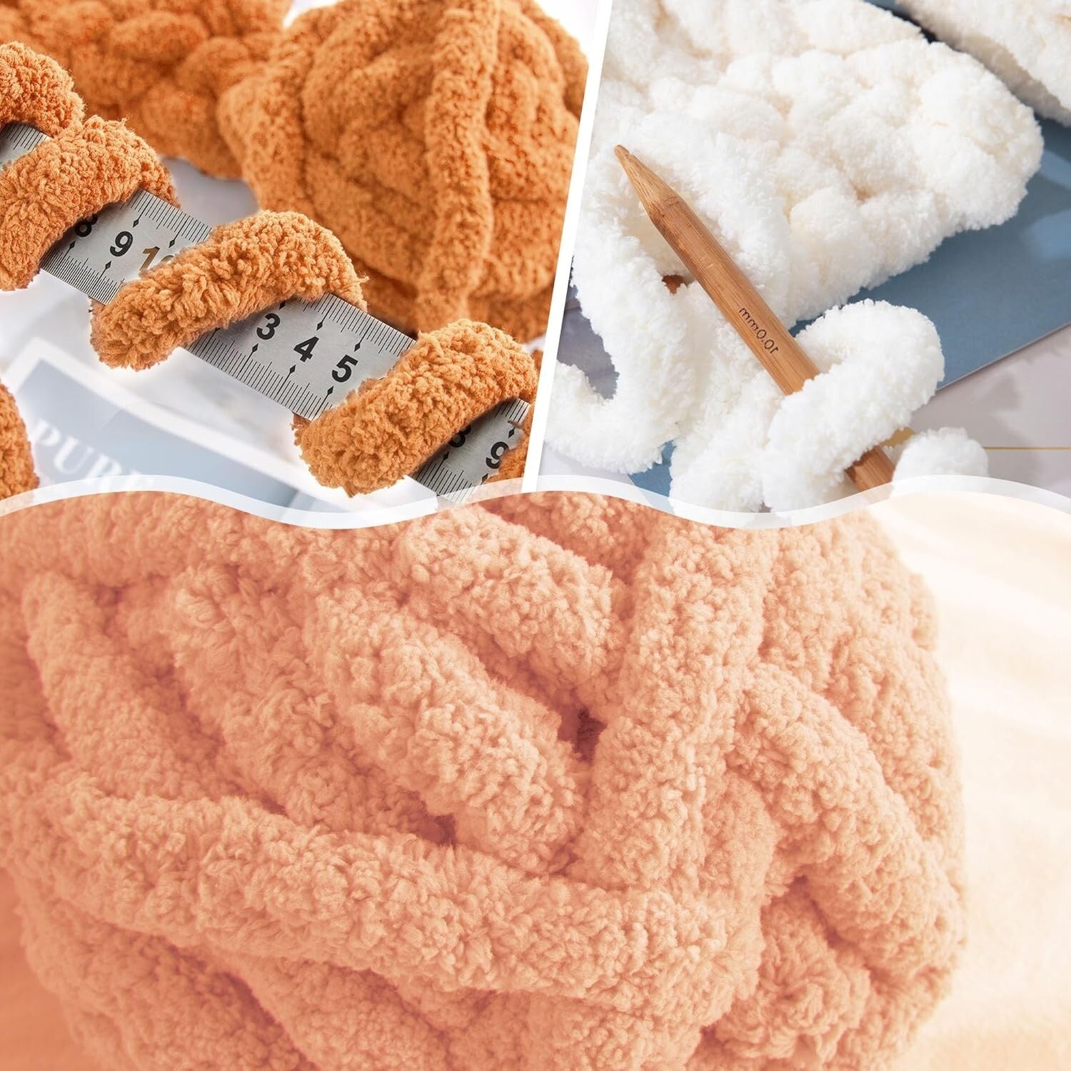 Chunky Knit Yarn Set - 12 Pack Orange Gradient for Cozy Hand Knitting Projects