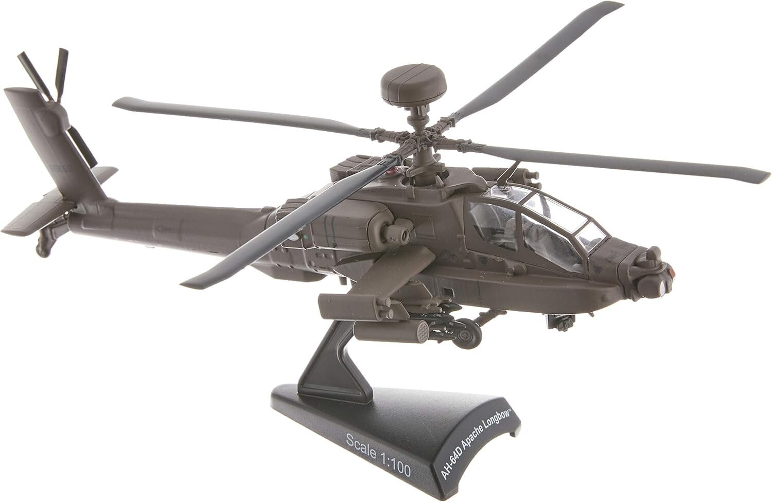 Medium 1/100 Scale Diecast Boeing AH-64D Apache Model - Details & Stand Included