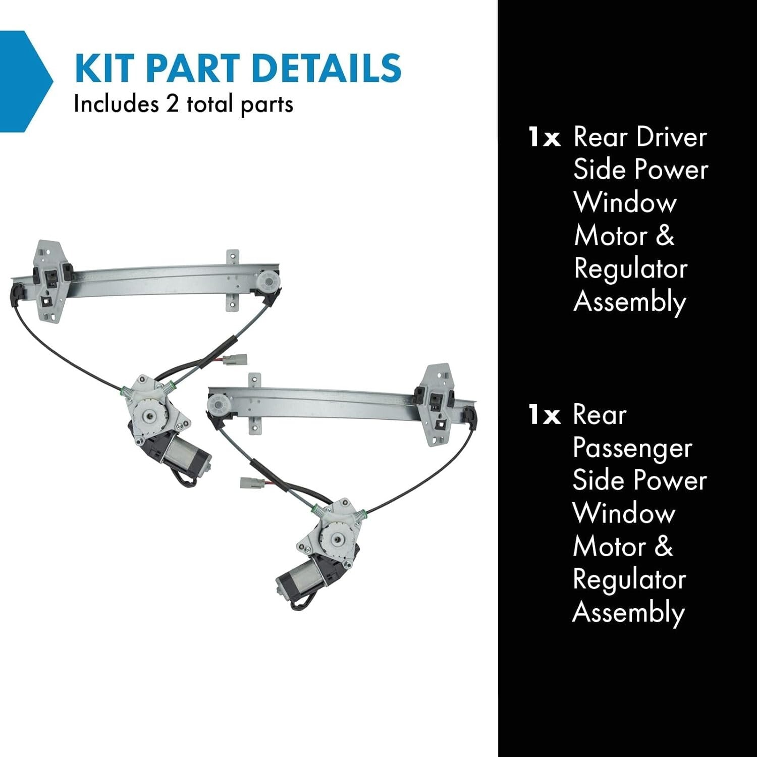 Rear Power Window Regulator and Motor Assembly Kit for 2001-2006 Acura MDX