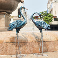 Load image into Gallery viewer, Handmade Blue Heron Outdoor Sculptures - Decorative Metal Statues for Gardens