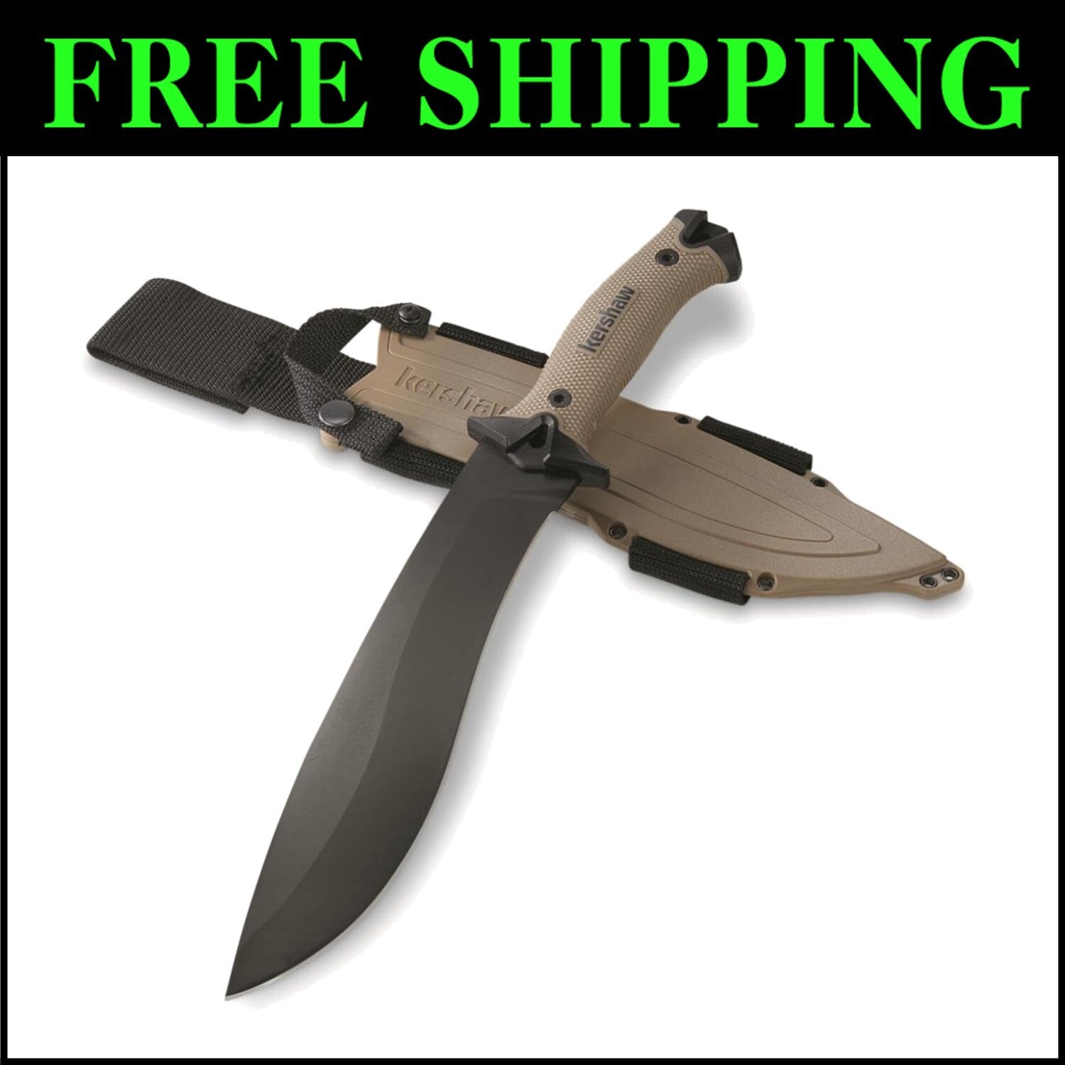 Camp 10 Tan Machete - 10-Inch Fixed Blade, Durable Survival Tool with Sheath