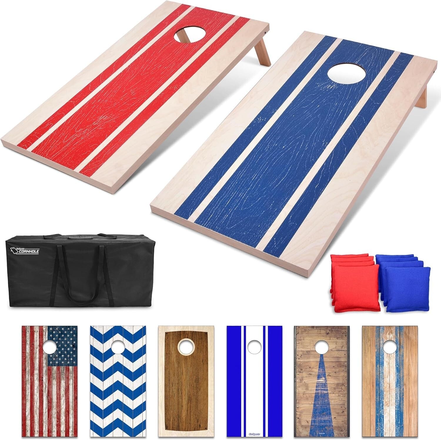 Complete Cornhole Game Set – 4'x2' Boards, 8 Bean Bags, Lightweight Carry Case