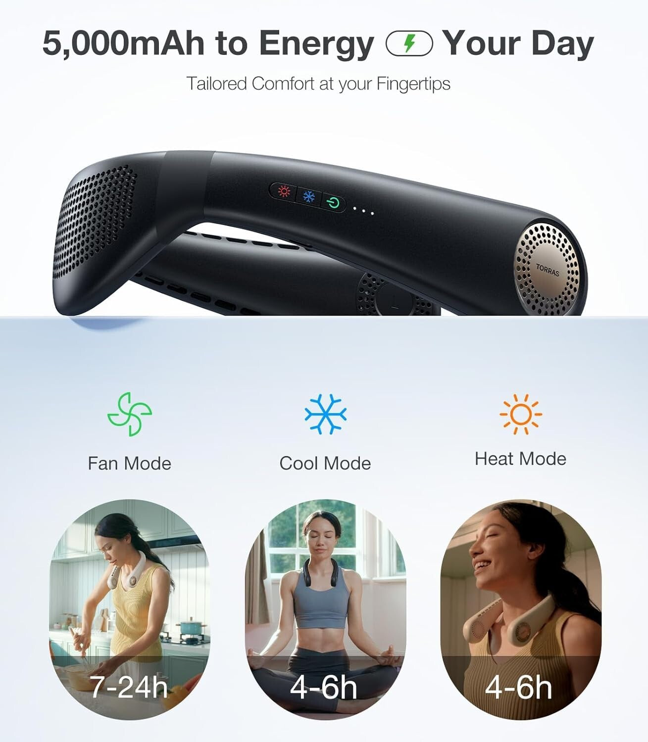 Ergonomic Neck Air Conditioner - Stylish Portable Fan with Long Battery Life