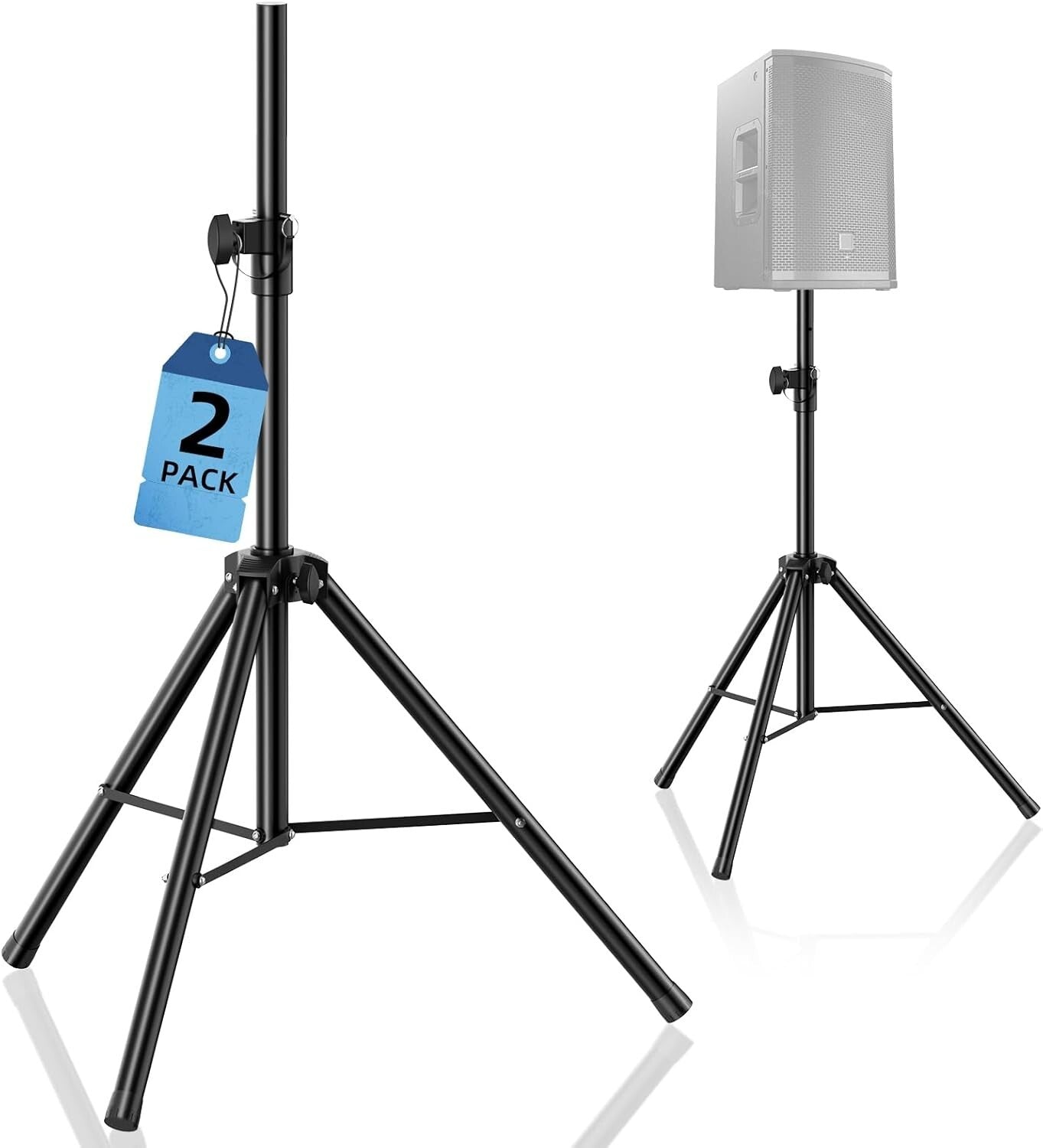 Foldable Speaker Tripod Stands - Adjustable Height for PA and Studio Monitors