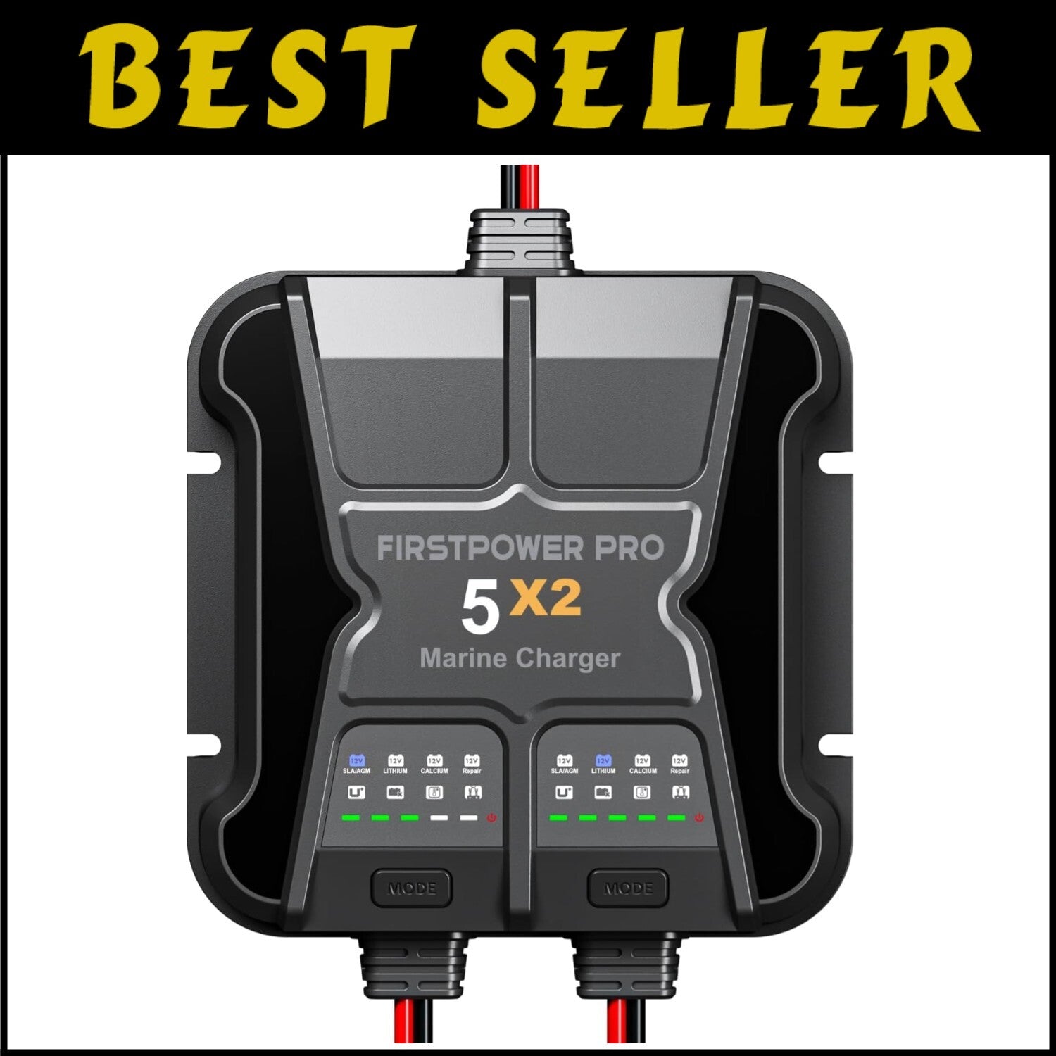 IP68 Onboard Battery Charger - 2-Bank, 10A for SLA/Lithium & Calcium Batteries