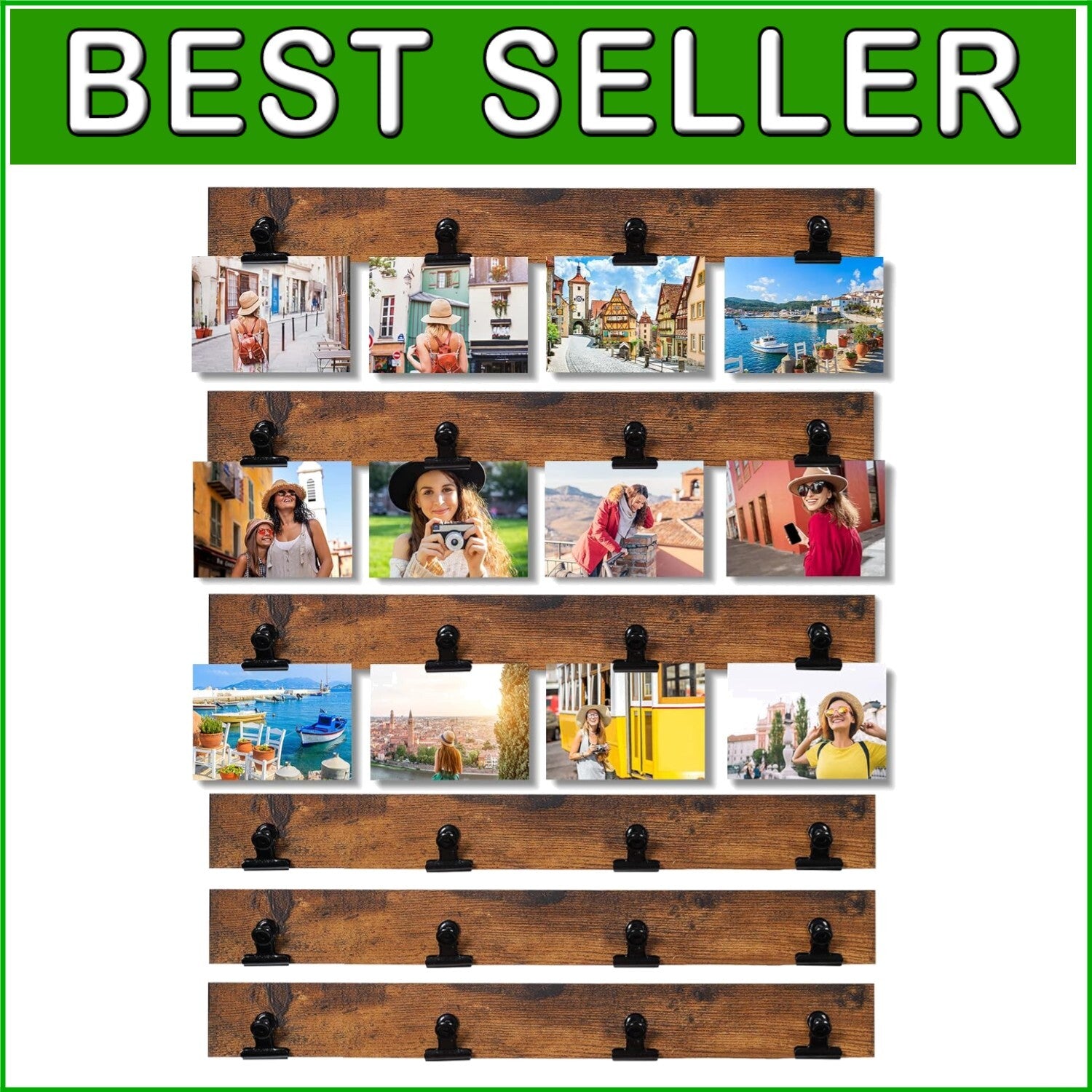 Versatile 17" Wall-Mount Photo Frame with 24 Clips - Organize Your Memories