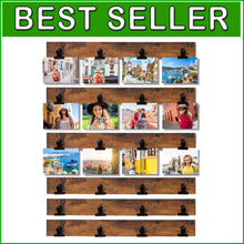 Load image into Gallery viewer, Versatile 17" Wall-Mount Photo Frame with 24 Clips - Organize Your Memories
