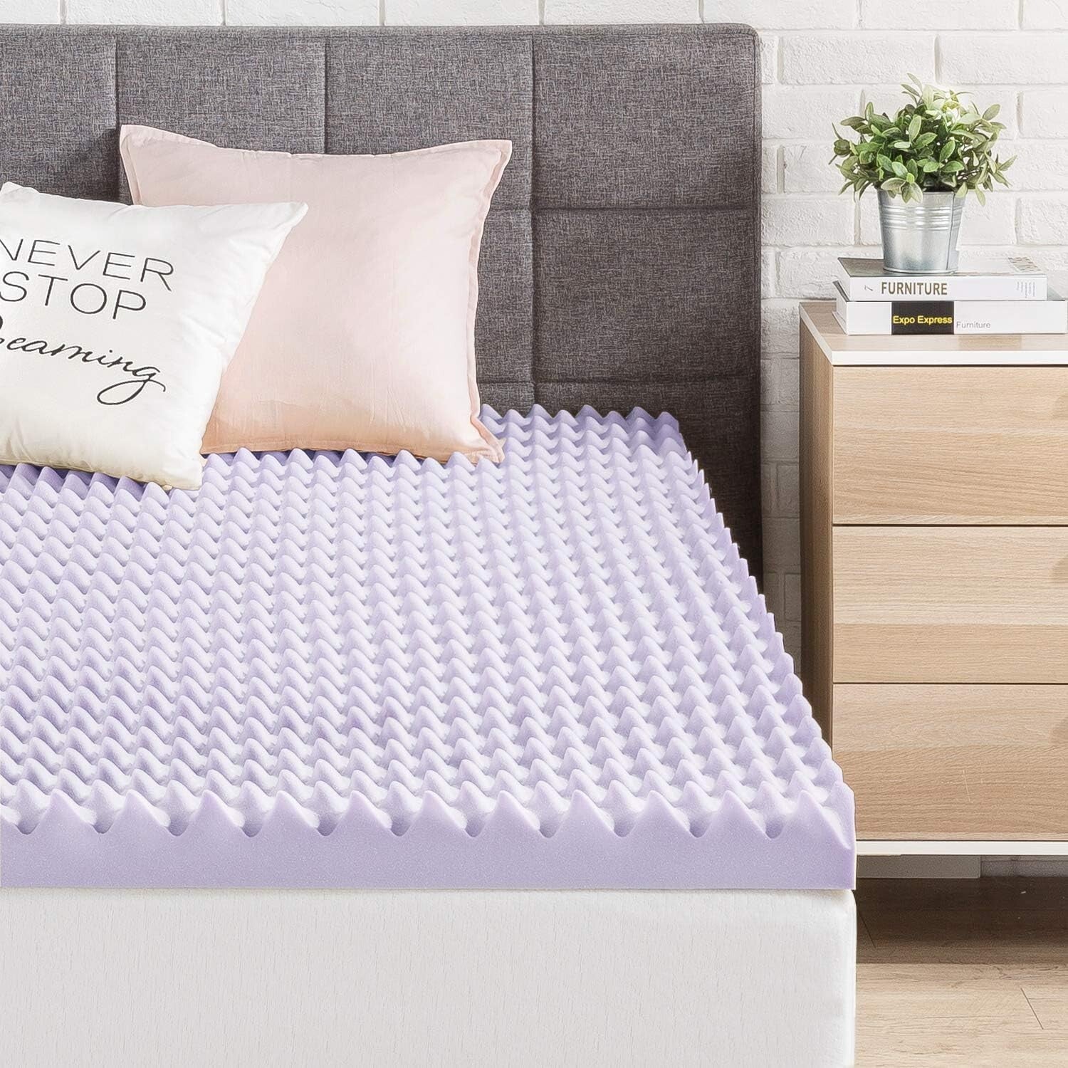 Full Size Egg Crate Memory Foam Topper - Soft Lavender Infusion for Comfort