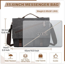 Load image into Gallery viewer, Elegant Cotton Canvas Messenger Bag with 14 Pockets - Ideal for Work &amp; Travel