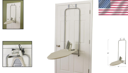 Mini Over The Door Ironing Board with Silver Frame and Noise-Reducing Features
