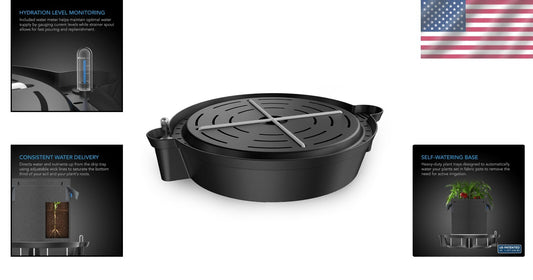 4-Pack Self-Watering Fabric Pot Base with Auto-Irrigation Reservoir Meter