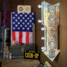 Load image into Gallery viewer, Battery-Powered Double-Sided Man Cave LED Sign with Vintage Charm, 26”x8”